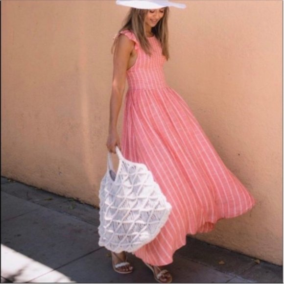 Free People Chambray Stripe coral maxi dress - Picture 1 of 7